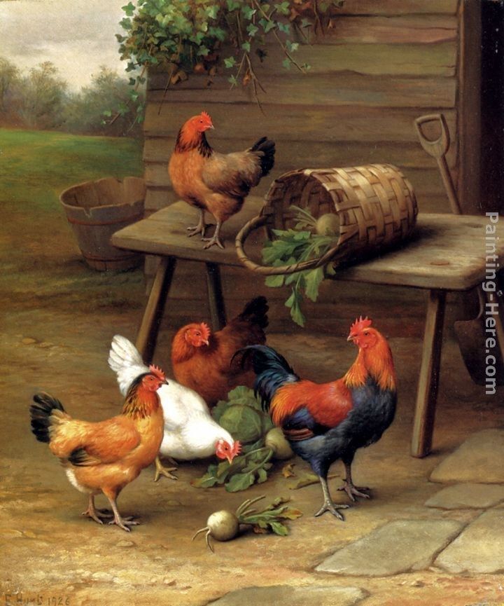 Edgar Hunt Poultry In A Barnyard